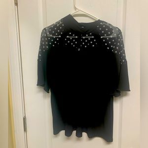 Black blouse with polka dots- brand new